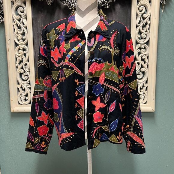 Colorful Floral Women's Jacket - Picture 1 of 5
